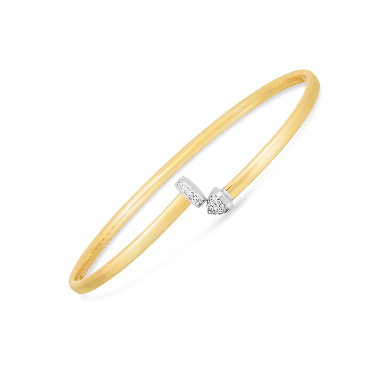 14k Two Tone Gold Diamond Hardware Bangle (3.00 mm) in a sleek high-contrast midnight luxury editorial style